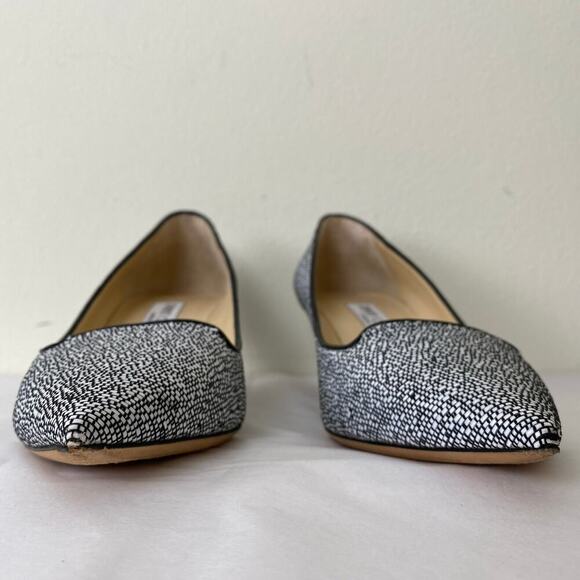 Jimmy Choo Allure Woven Raffia Pump Size 40.5 or 10.5 Black White Heels Luxury - Picture 8 of 12